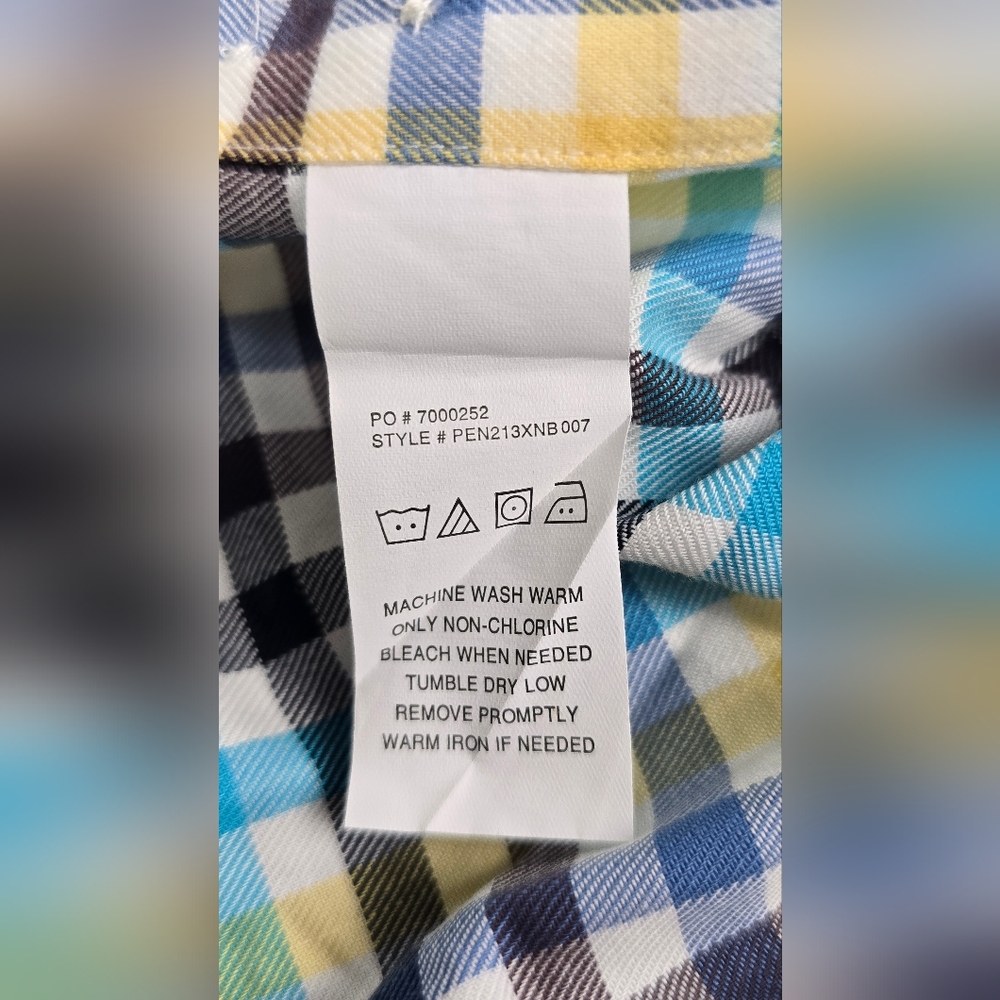 Penguin Men’s Plaid Flannel Button Up Heritage Slim Fit Size 18 34/35 NWT Cream - Picture 8 of 10